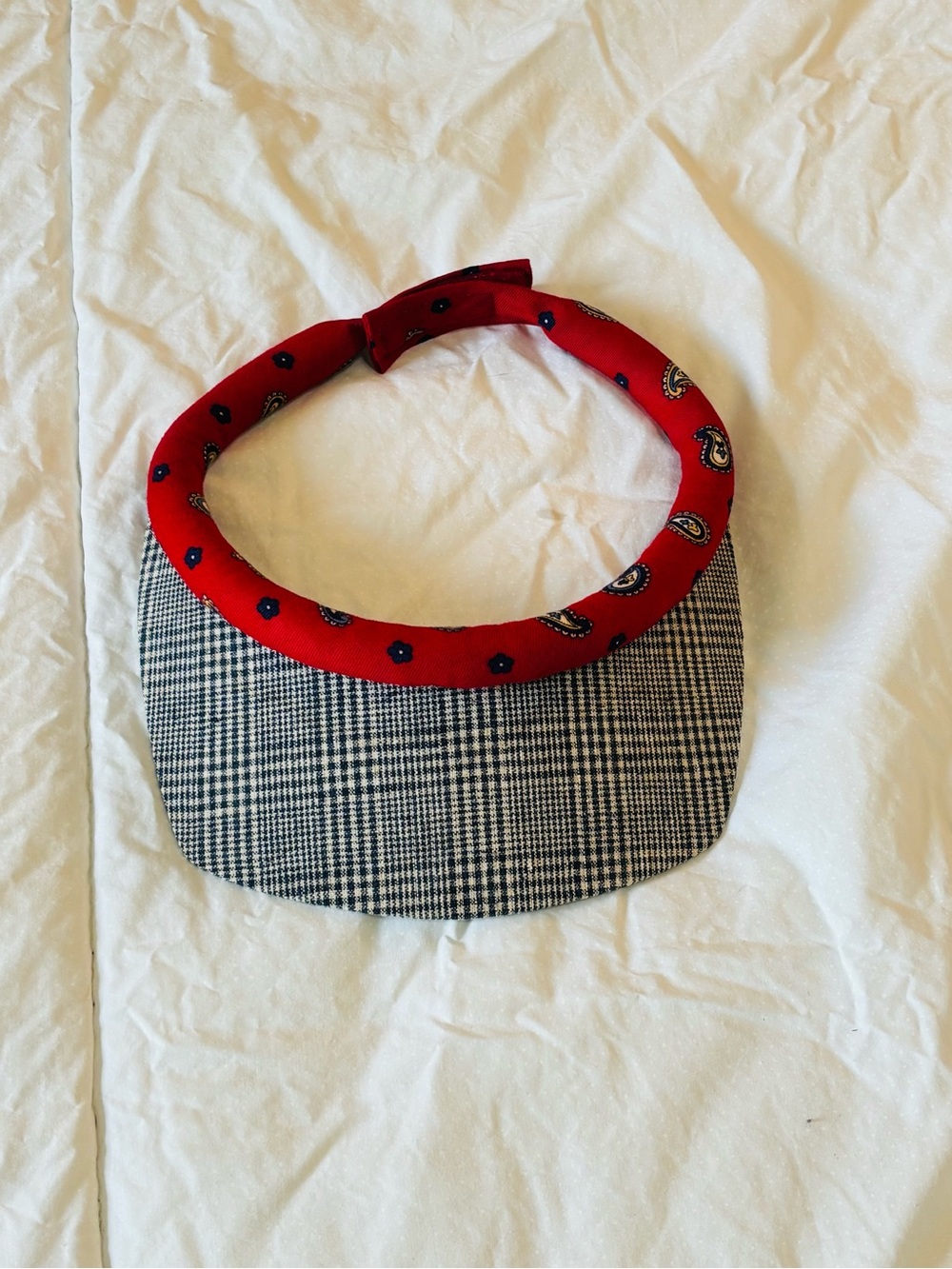 Red Paisley Trim Plaid Visor - Women Accessories